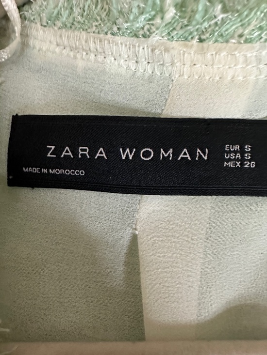 Zara Mint Bouclé Fringe Double-Breasted Blazer Jacket - Picture 2 of 6